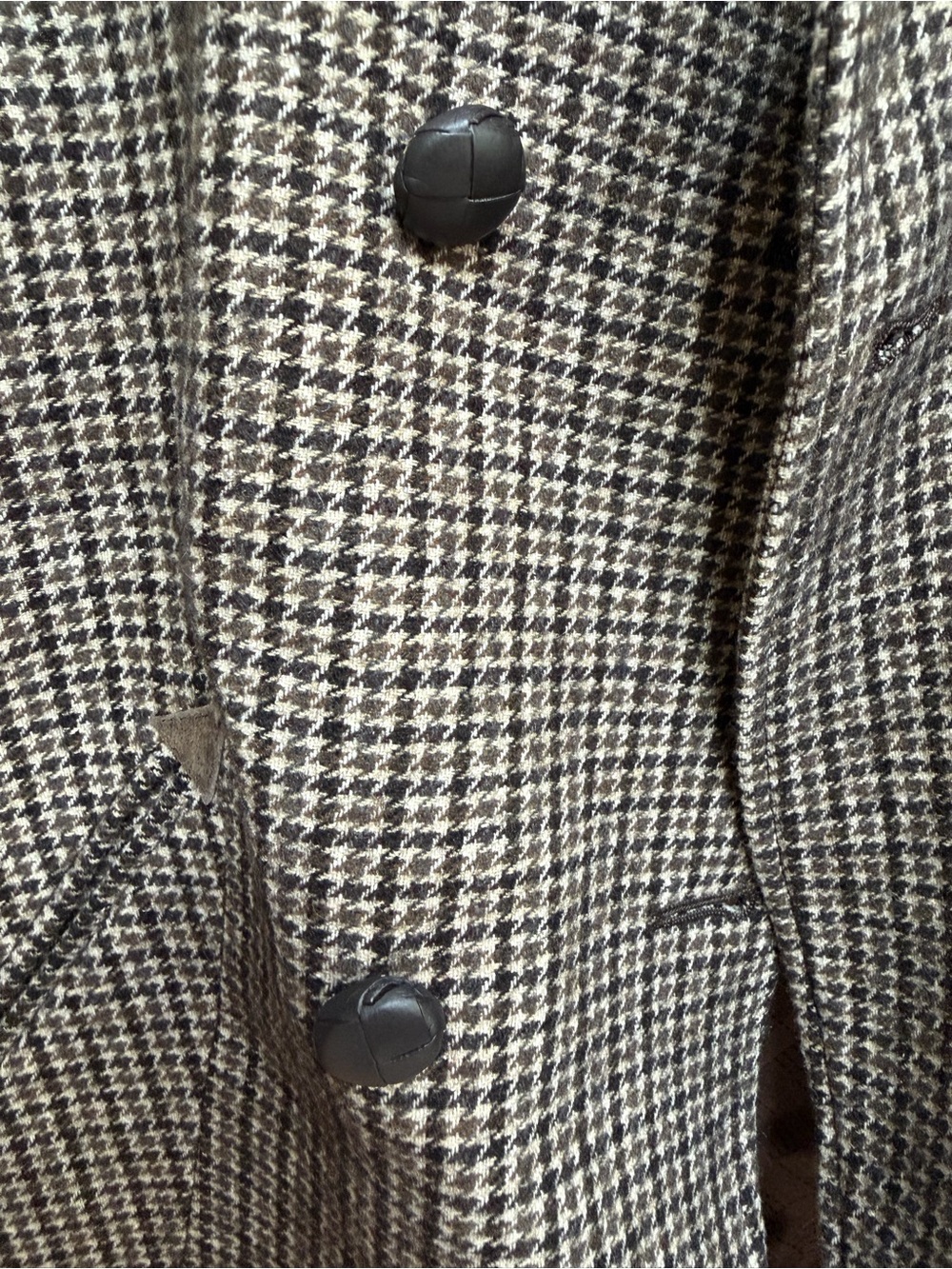 Cole Haan  Houndstooth Peacoat Jacket - Brown & Cream - Picture 7 of 8